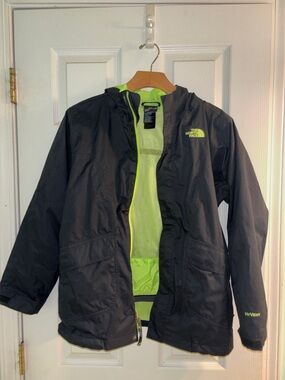 The North Face Kids Black Jacket with Neon Green Lining